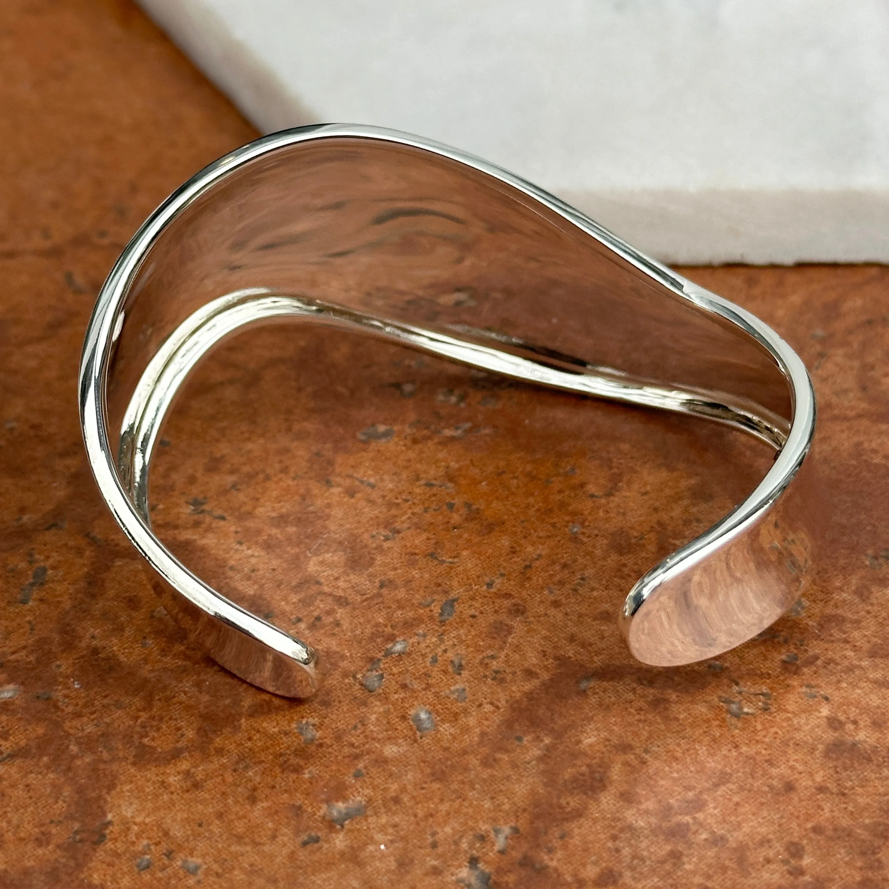 Sterling Silver Wave Design Cuff Bracelet
