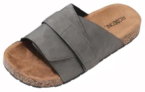 Stylish Flat Sandals for Men - Adjustable Strap, Suede Covered, Molded Faux Cork Midsole, EVA Rubber Sole