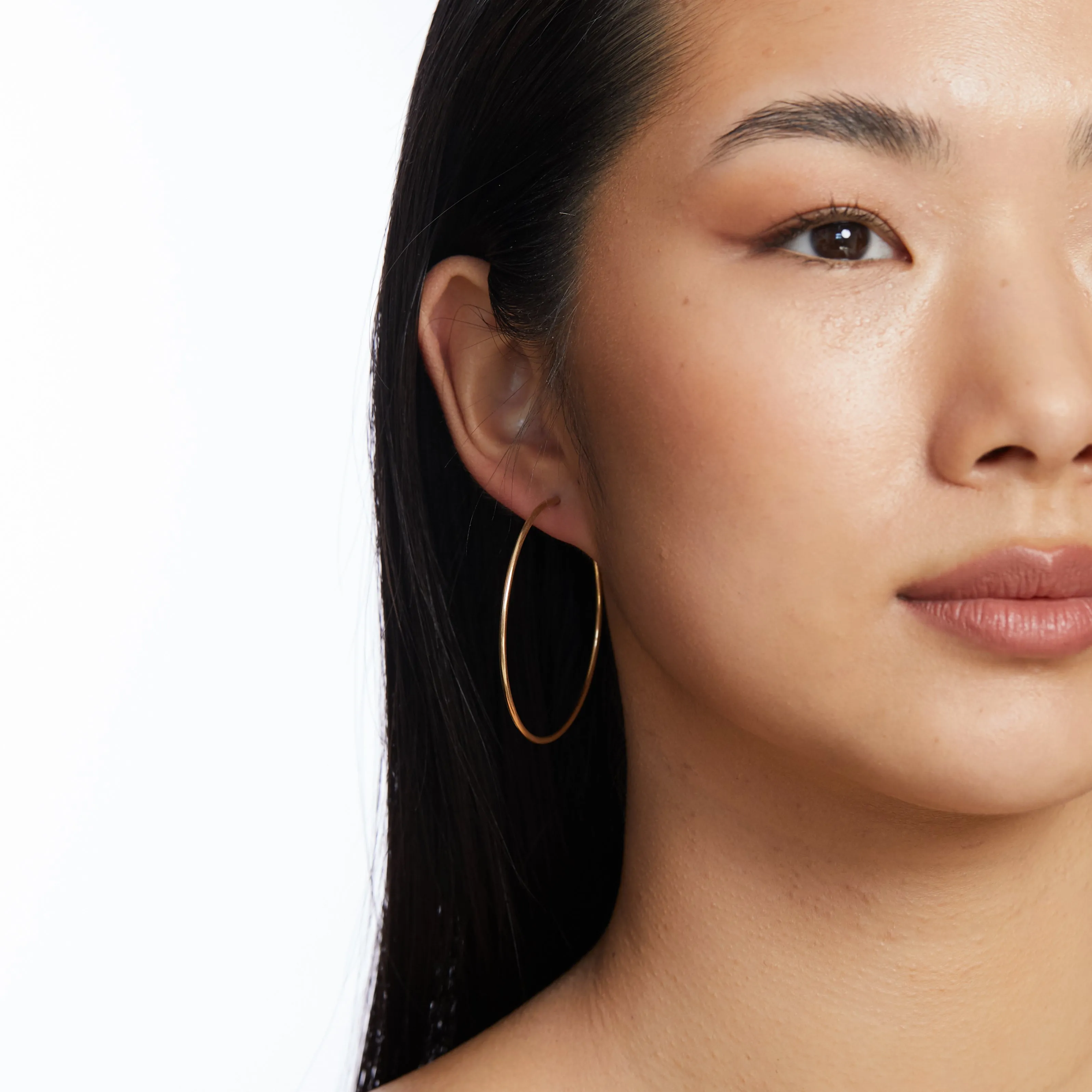 Thin Hoop Earrings - Gold