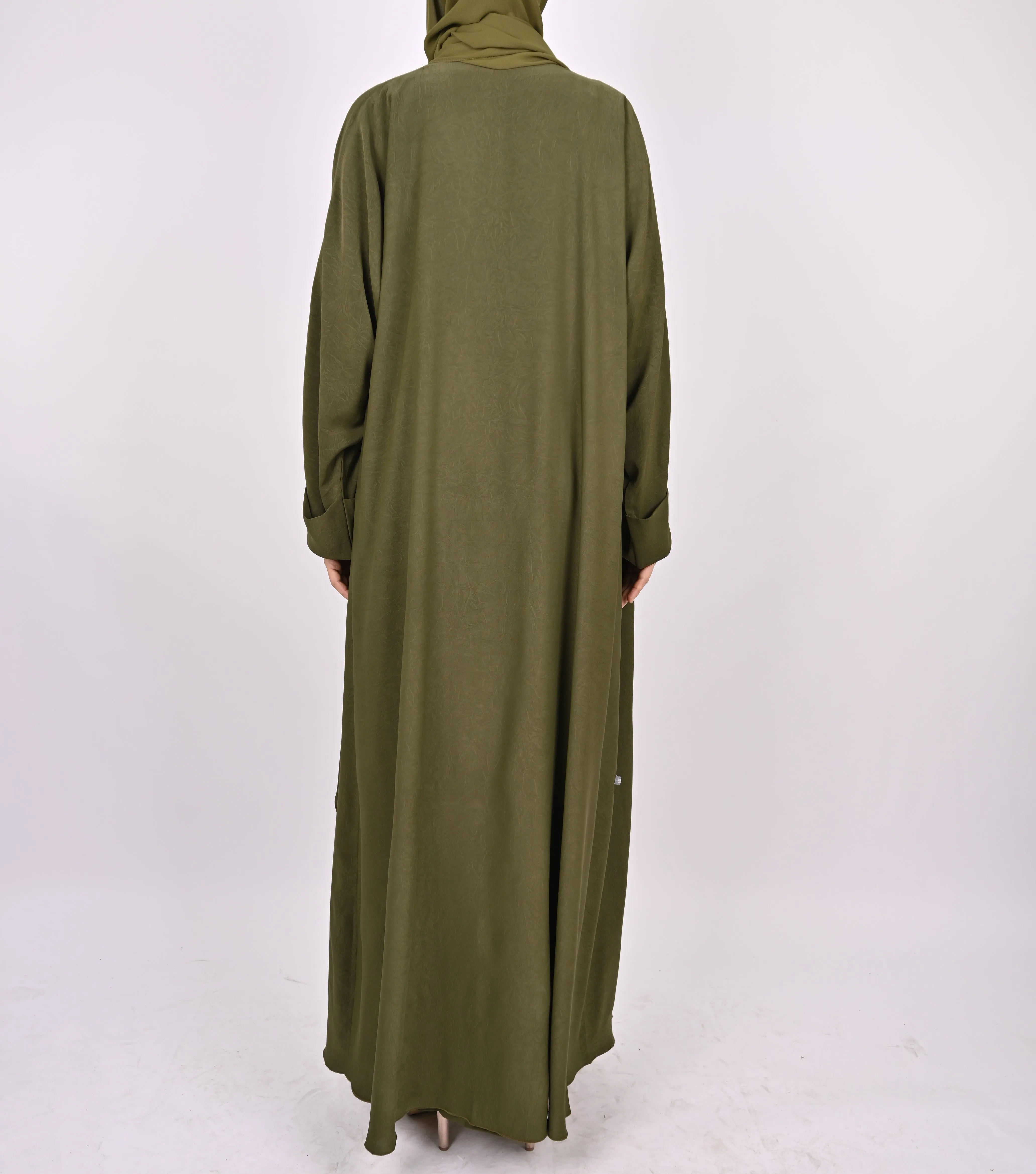 Three-Piece Waterfall Abaya Set - Khaki