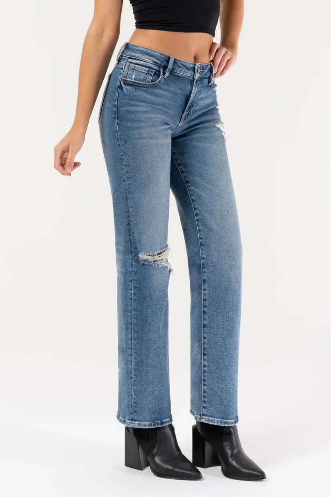 Tracey Mid Rise Straight Jeans