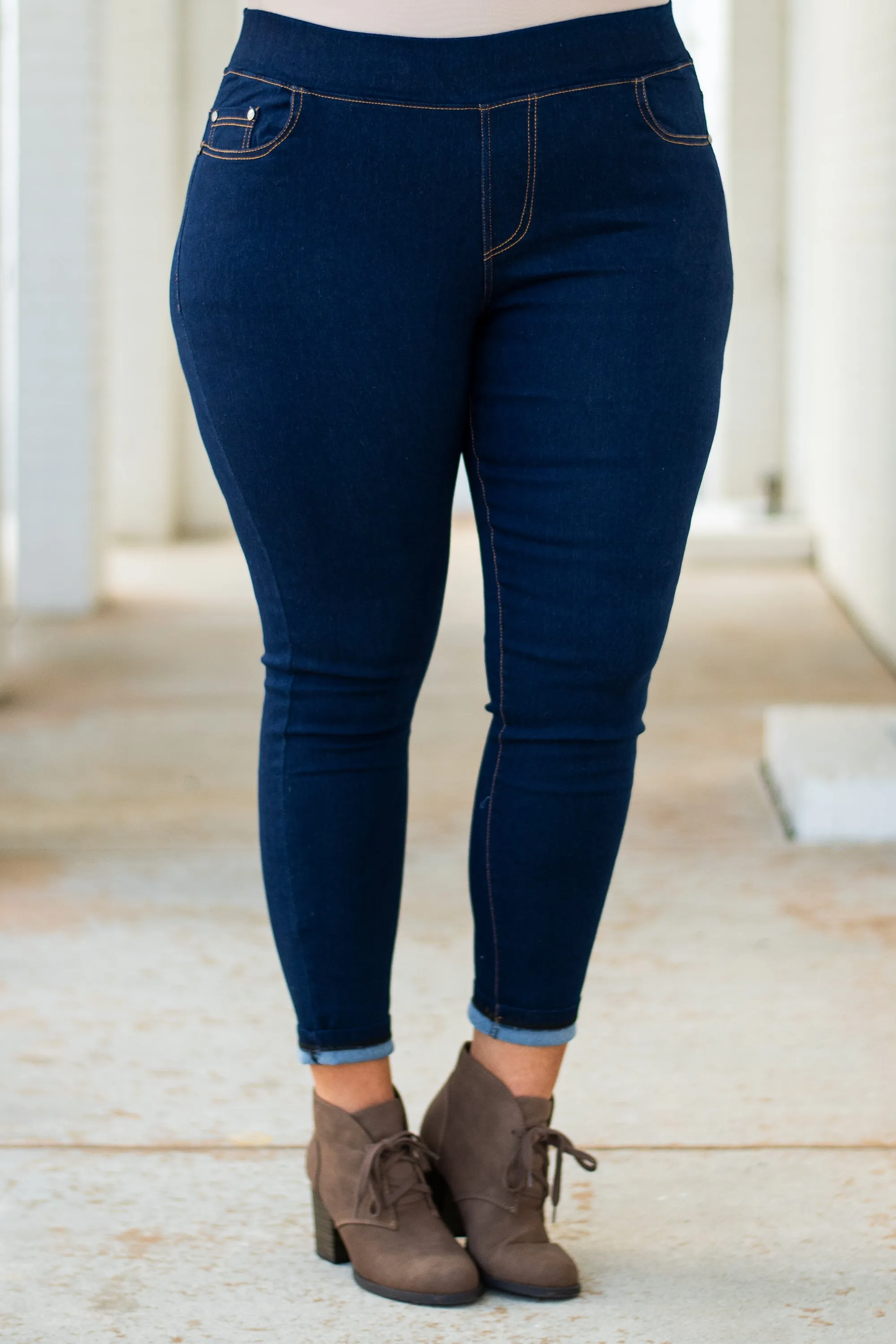 Travel Plans Jeggings, Dark Wash