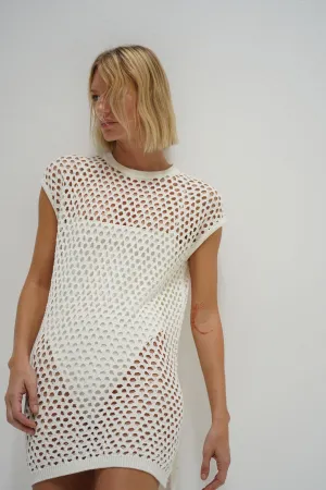 Trey Open Knit Mini Dress - Ivory