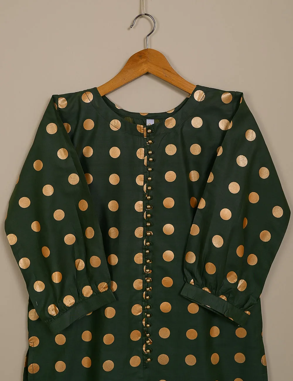TS-124-Green - Cotton Printed Kurti