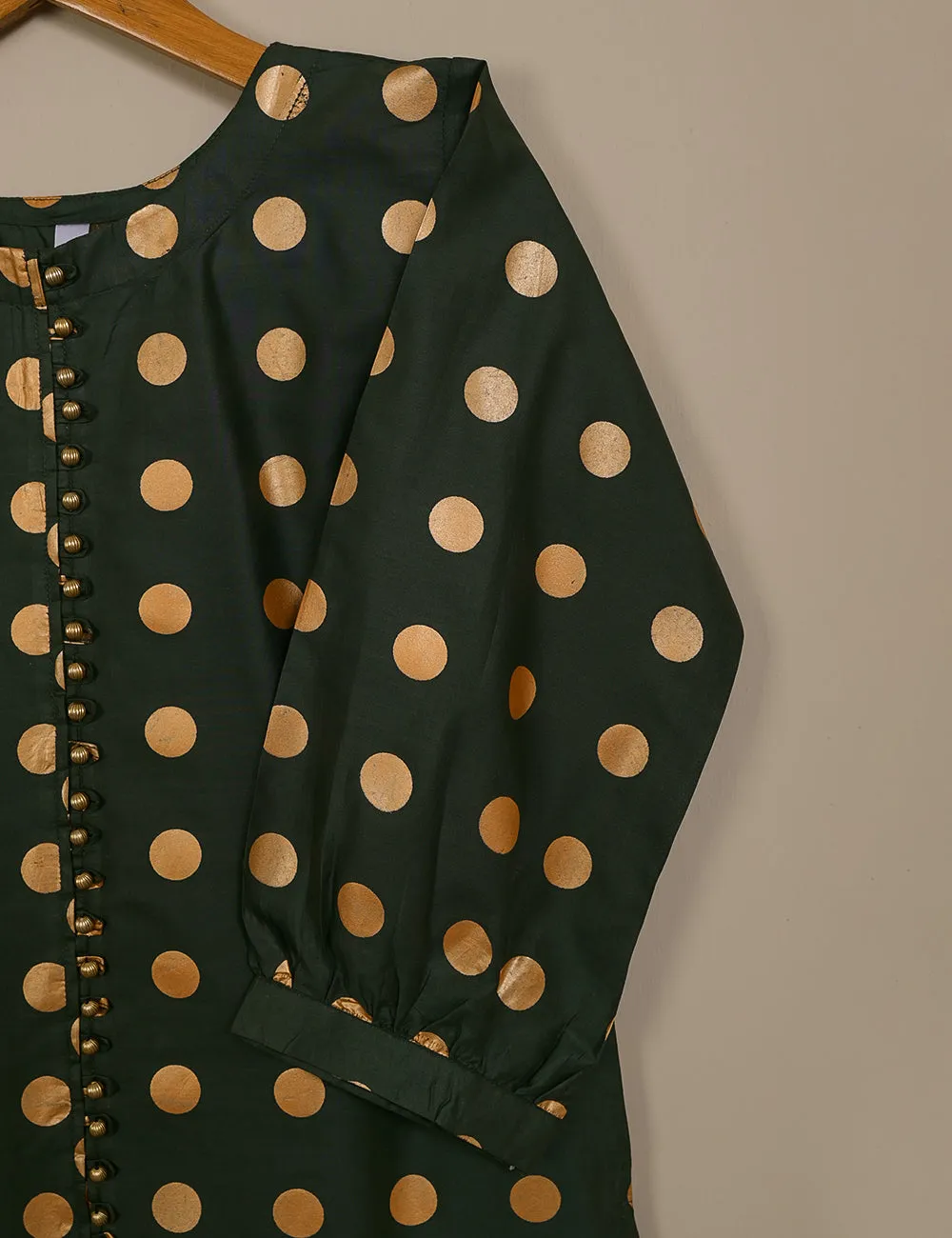 TS-124-Green - Cotton Printed Kurti