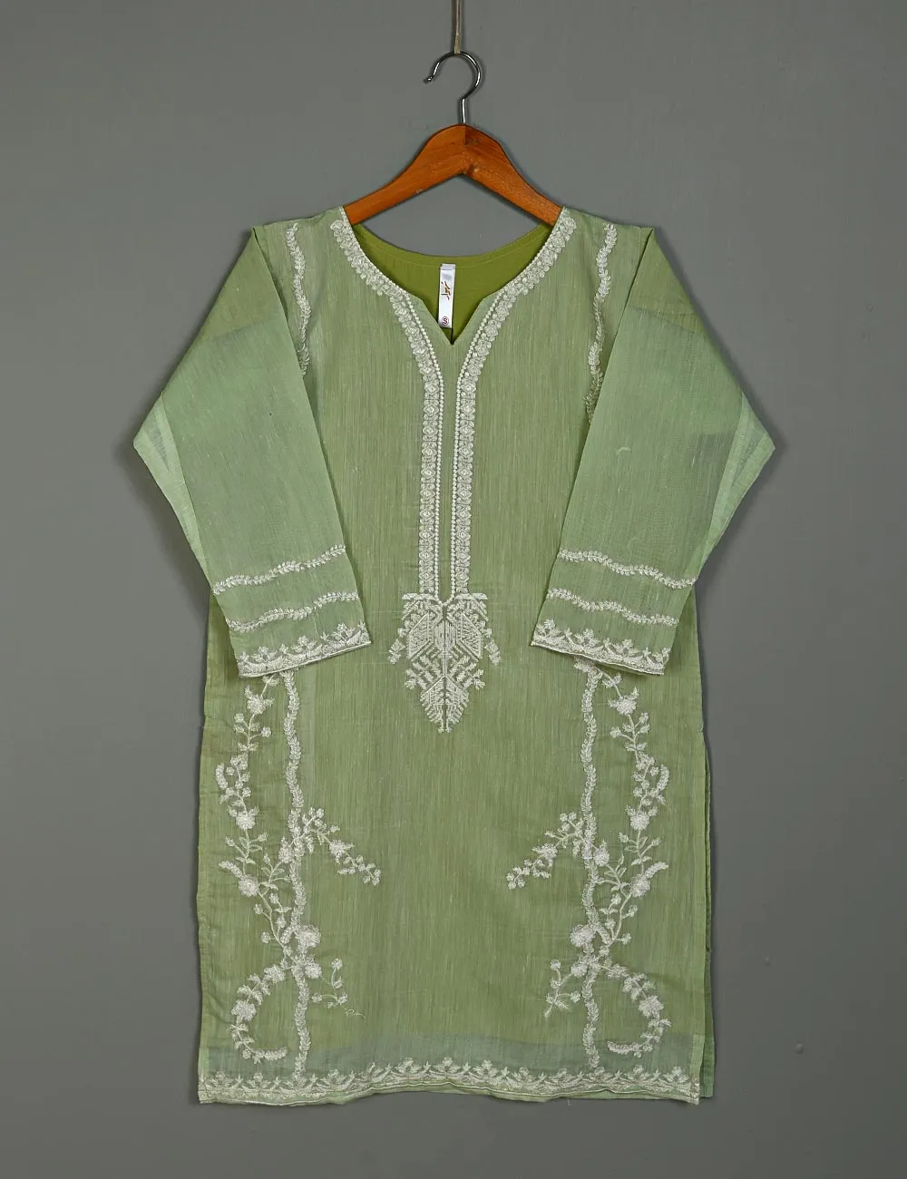 TS-167-Pista - Paper Cotton Embroidered Kurti