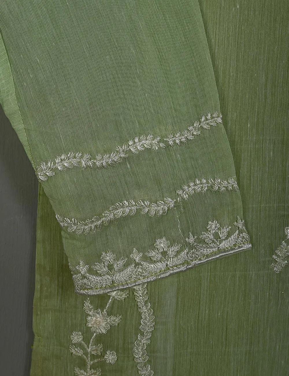 TS-167-Pista - Paper Cotton Embroidered Kurti