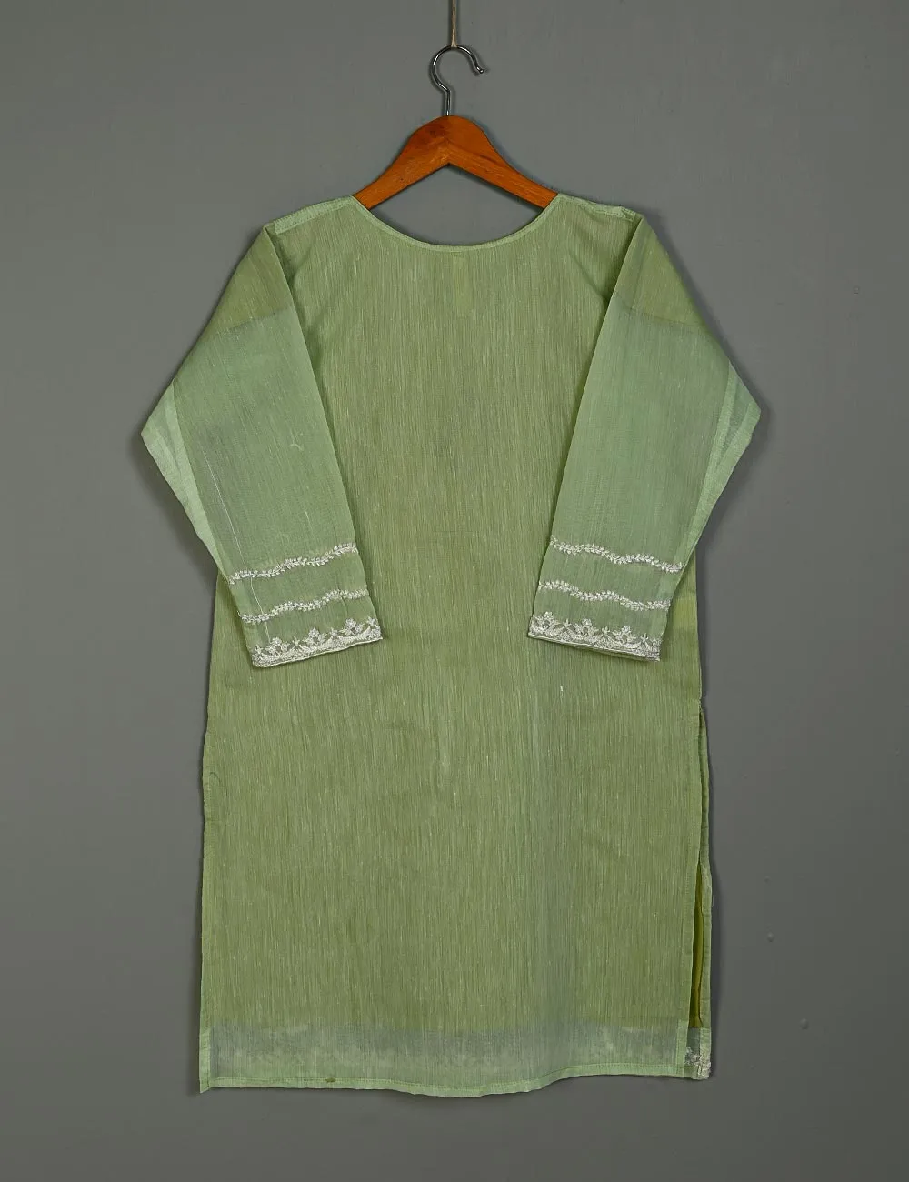 TS-167-Pista - Paper Cotton Embroidered Kurti