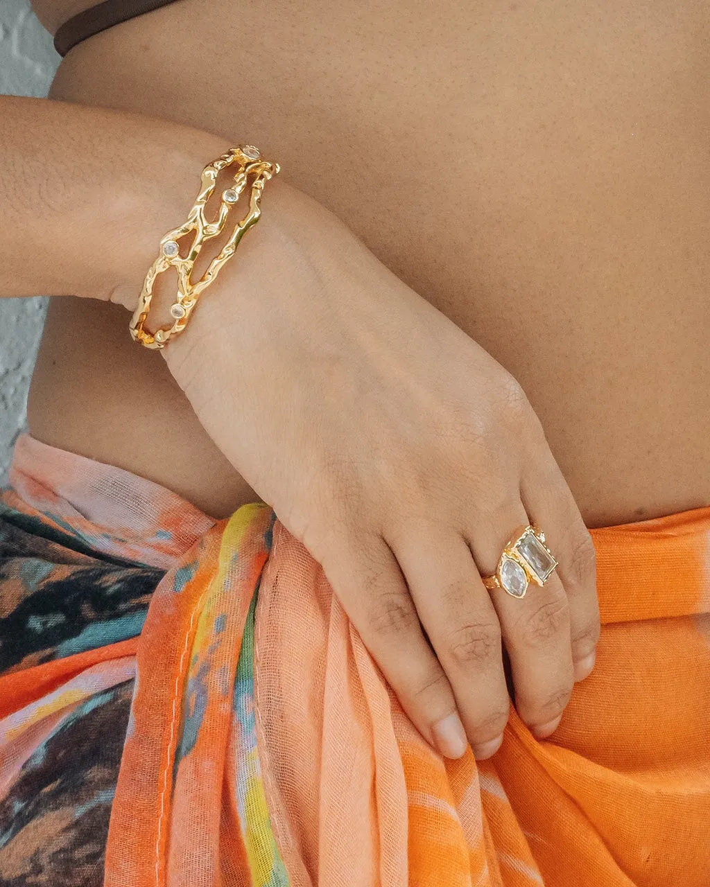 Tully CZ Molten Metal Cuff Bracelet