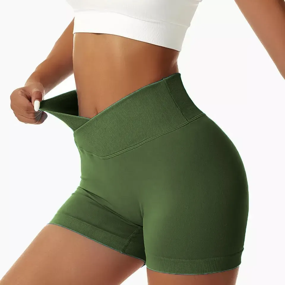 Twinkle High-Waist Crossover Seamless Biker Shorts