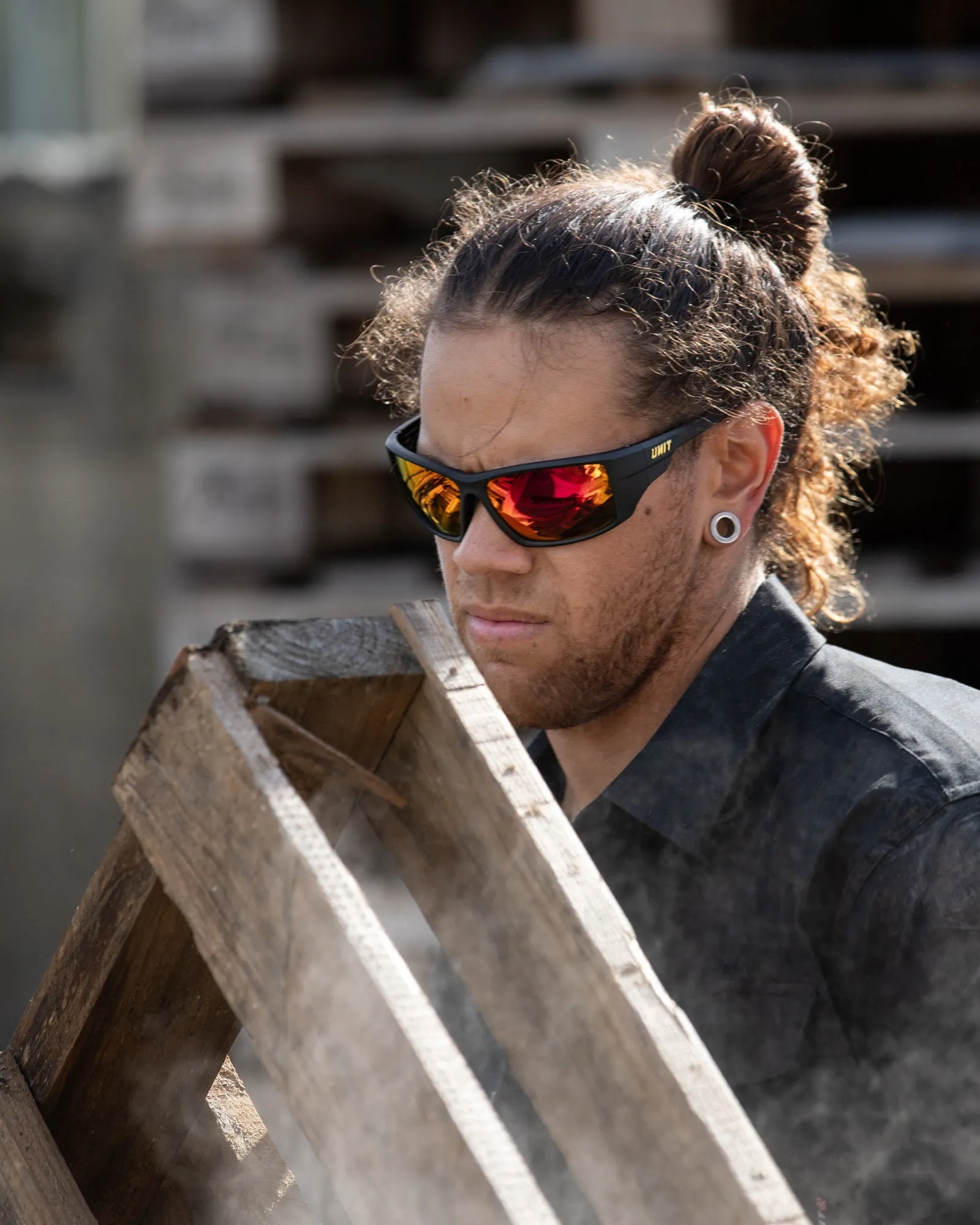 UNIT Bullet - Medium Impact Safety Sunglasses - Black Orange