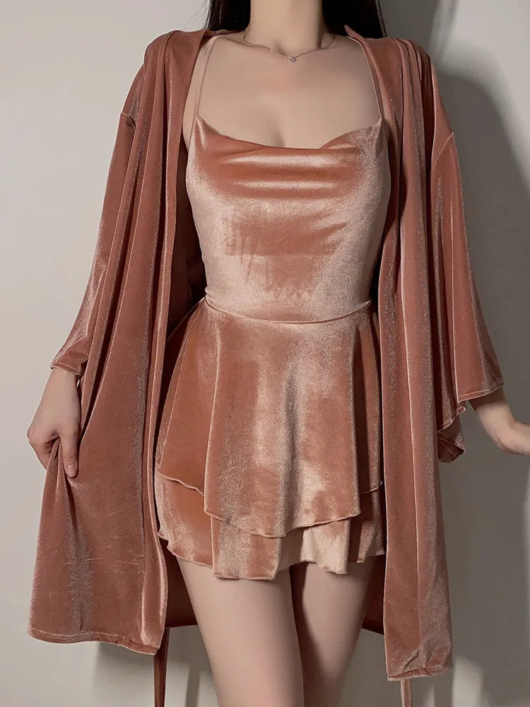 Velvet Layered Slip Dress