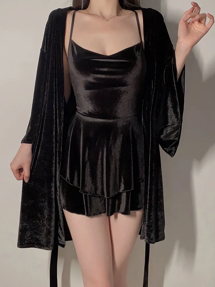 Velvet Layered Slip Dress