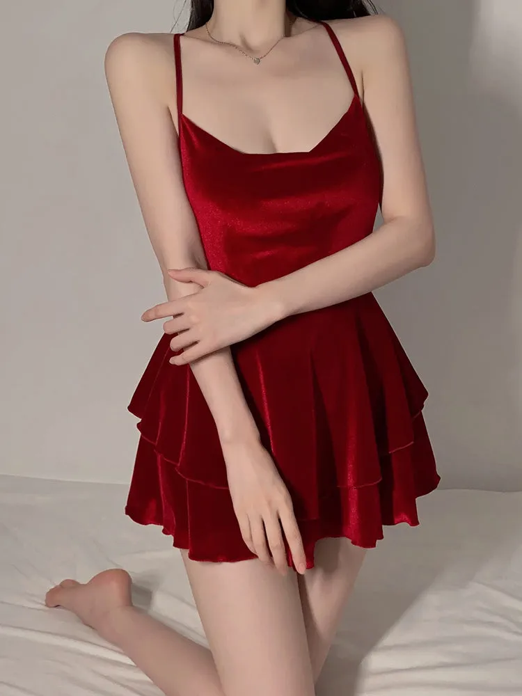 Velvet Layered Slip Dress