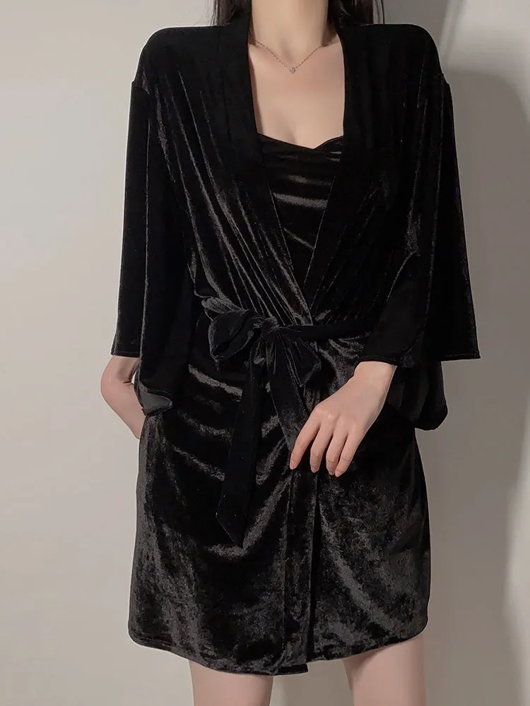 Velvet Layered Slip Dress