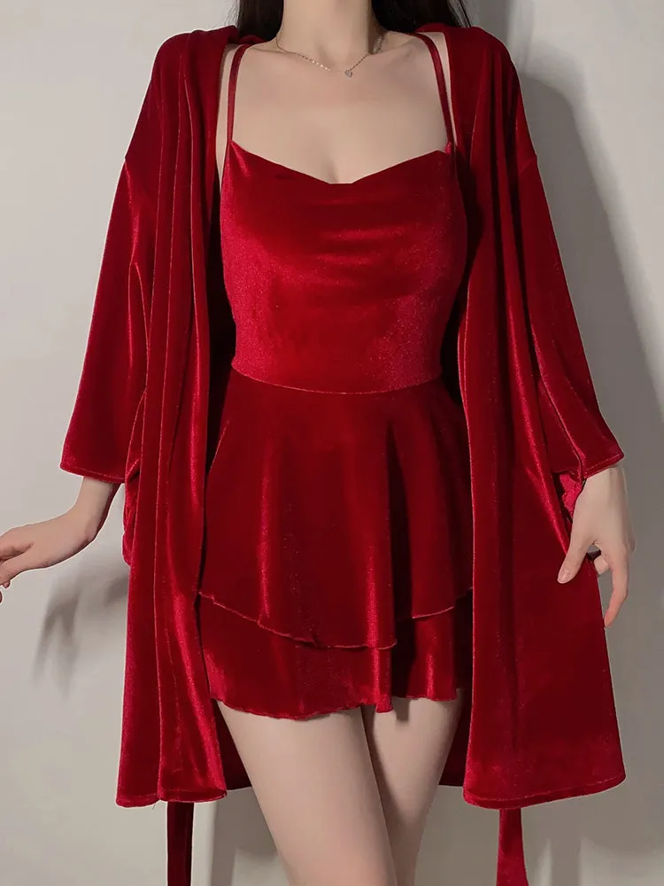 Velvet Layered Slip Dress