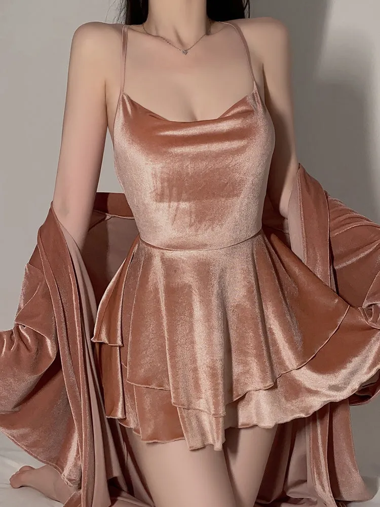 Velvet Layered Slip Dress