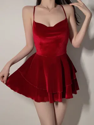 Velvet Layered Slip Dress