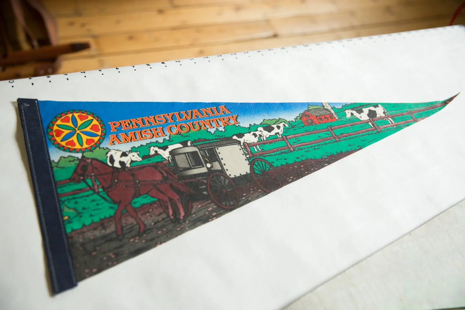 Vintage Pennsylvania Amish Country Felt Flag Pennant