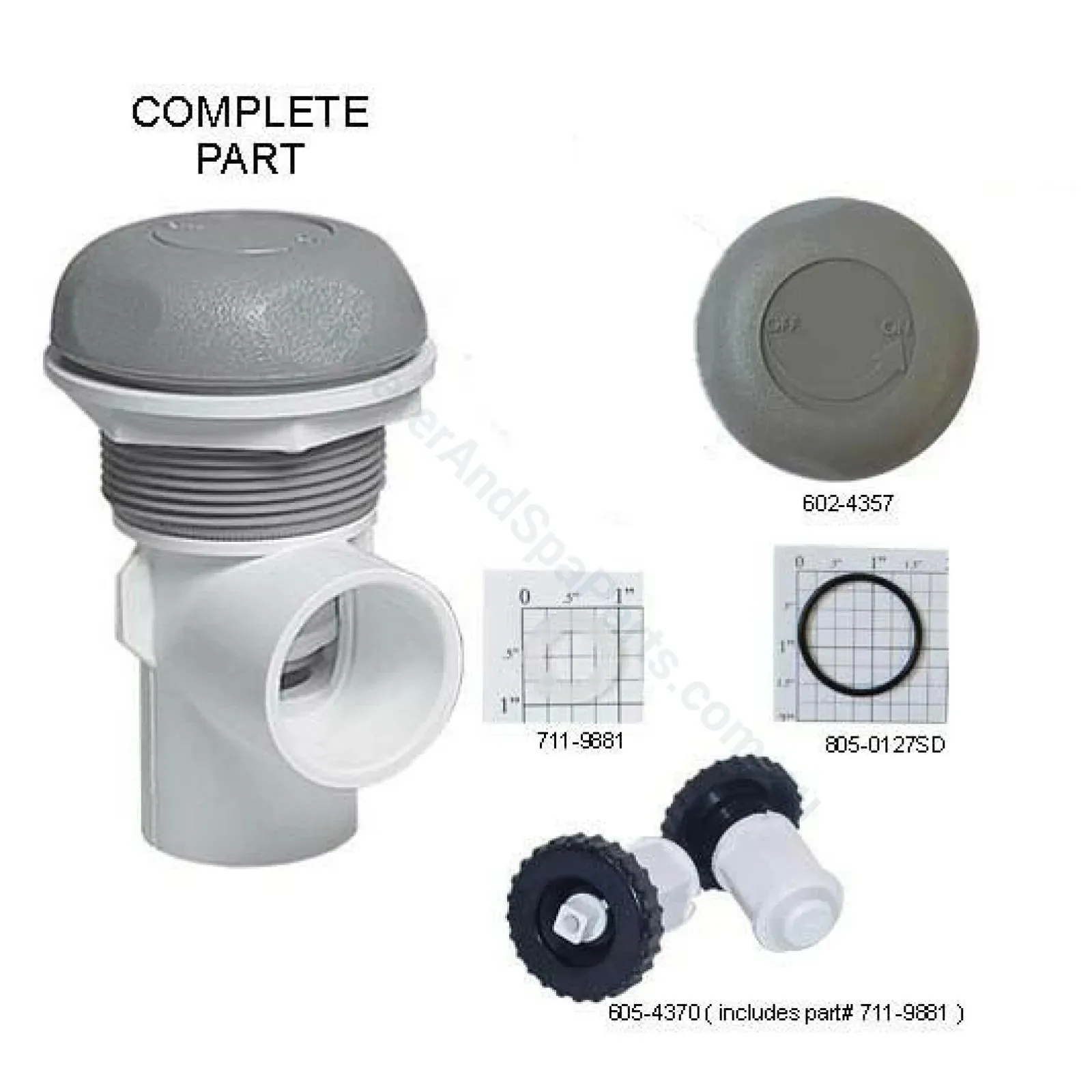 Waterway 1" / 25mm On / Off Valve - Mushroom Top