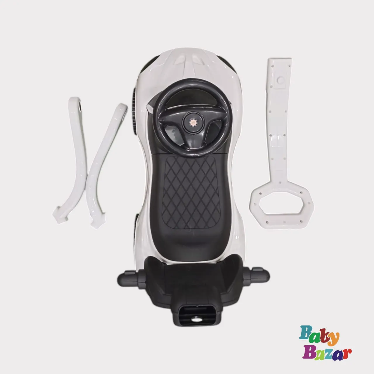 White Ferrari Shape Baby Car with Footrest and Side Protection Stylish and Safe Ride for Kids