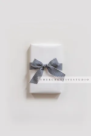 White Gift with Striped Ribbon, Stock Image