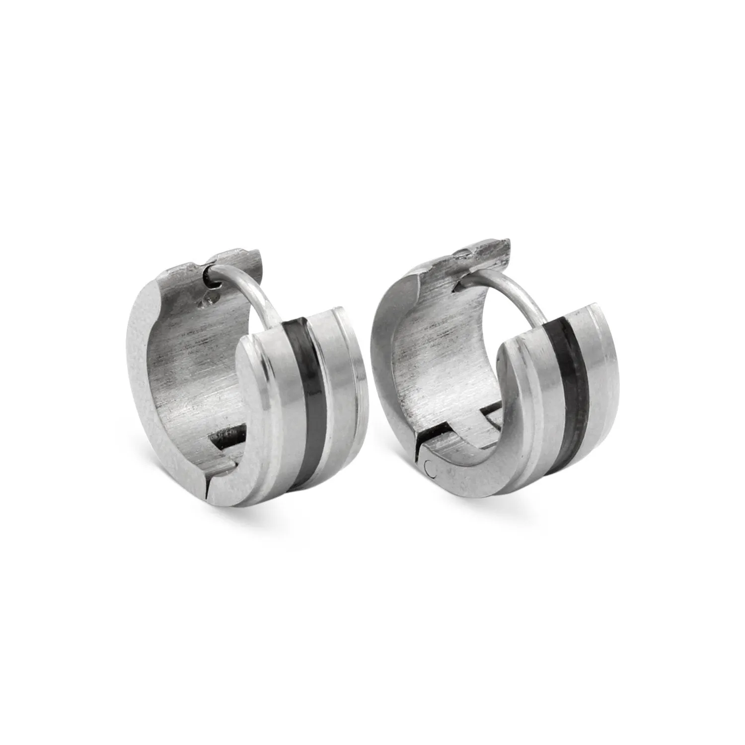 Wide Huggie Hoop Stainless Steel Earrings
