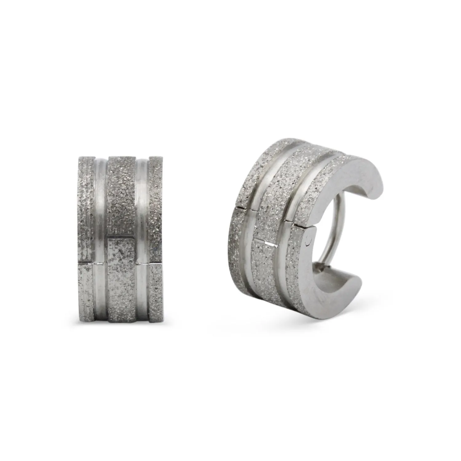 Wide Huggie Hoop Stainless Steel Earrings