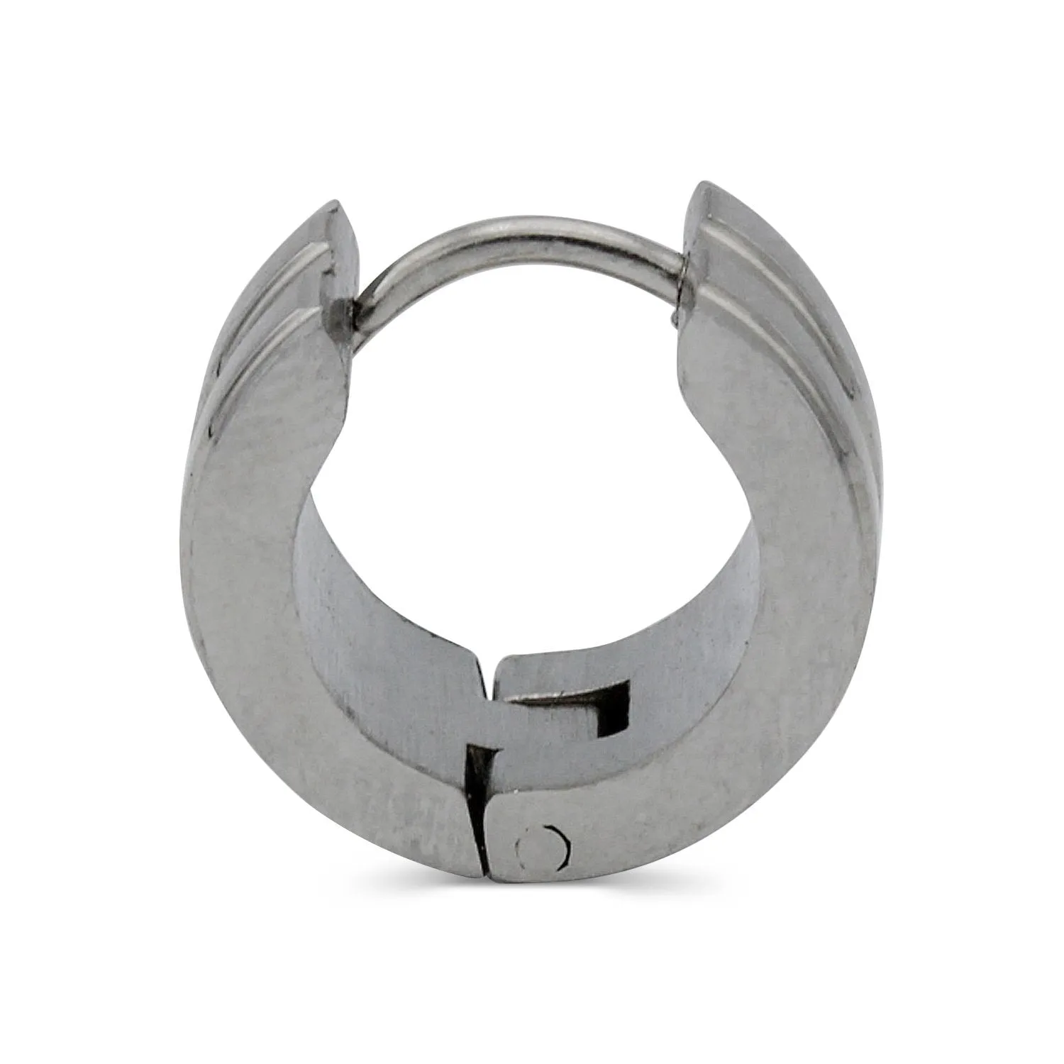 Wide Huggie Hoop Stainless Steel Earrings