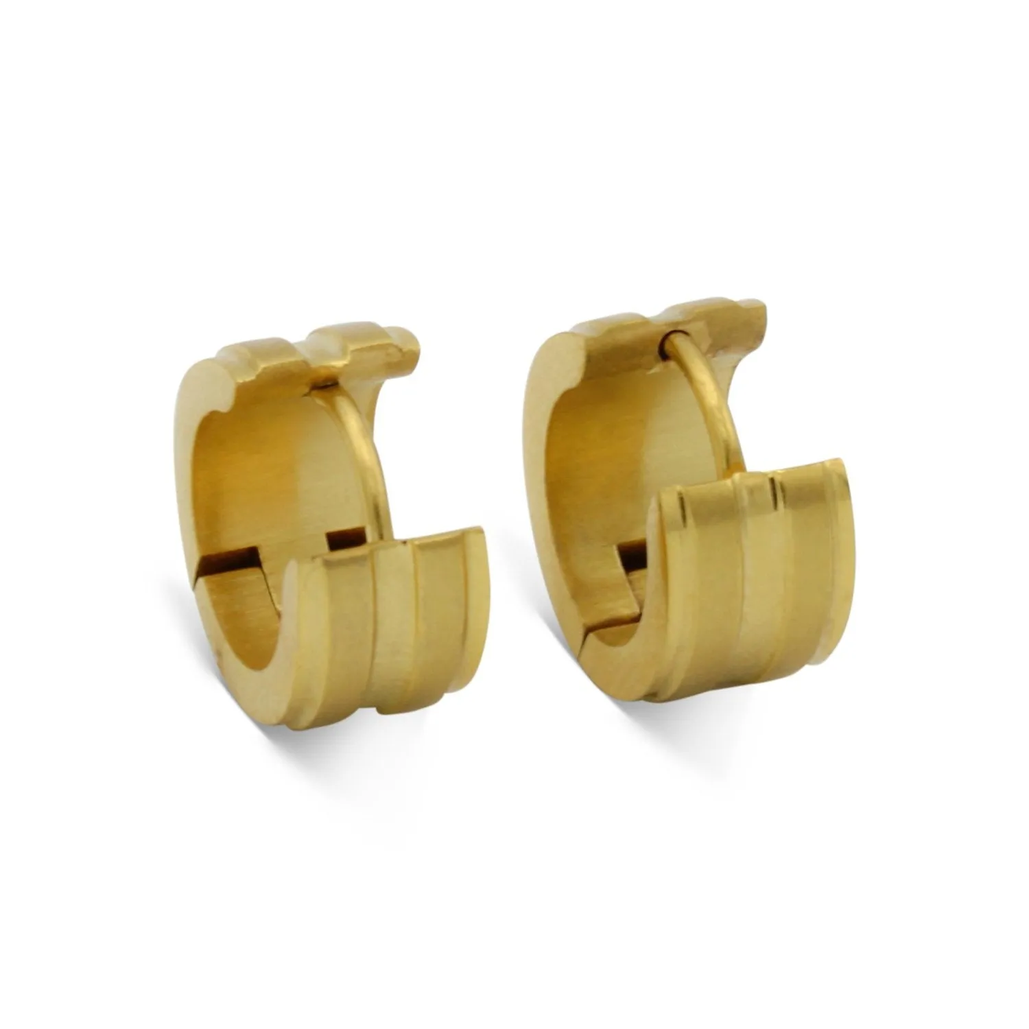 Wide Huggie Hoop Stainless Steel Earrings