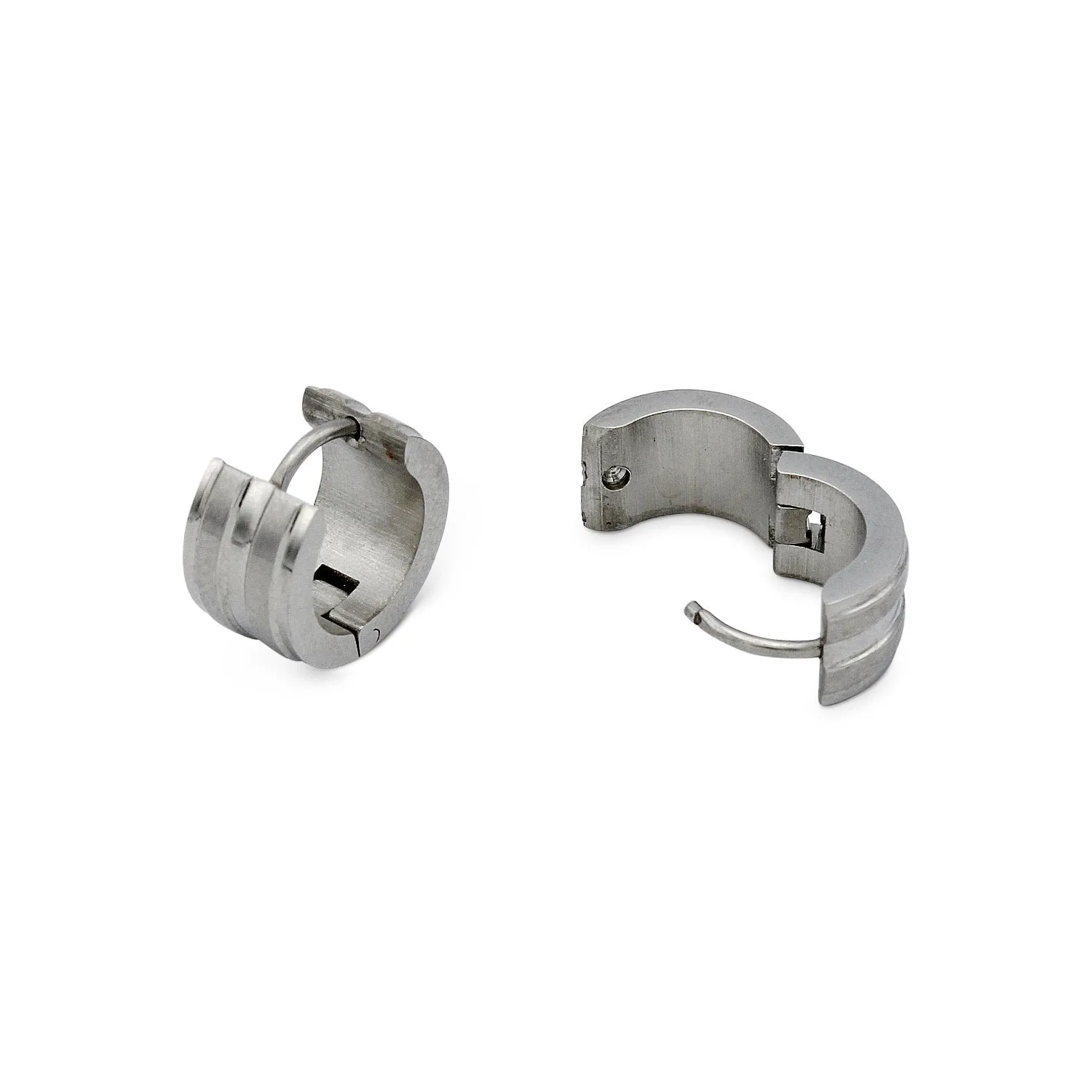 Wide Huggie Hoop Stainless Steel Earrings