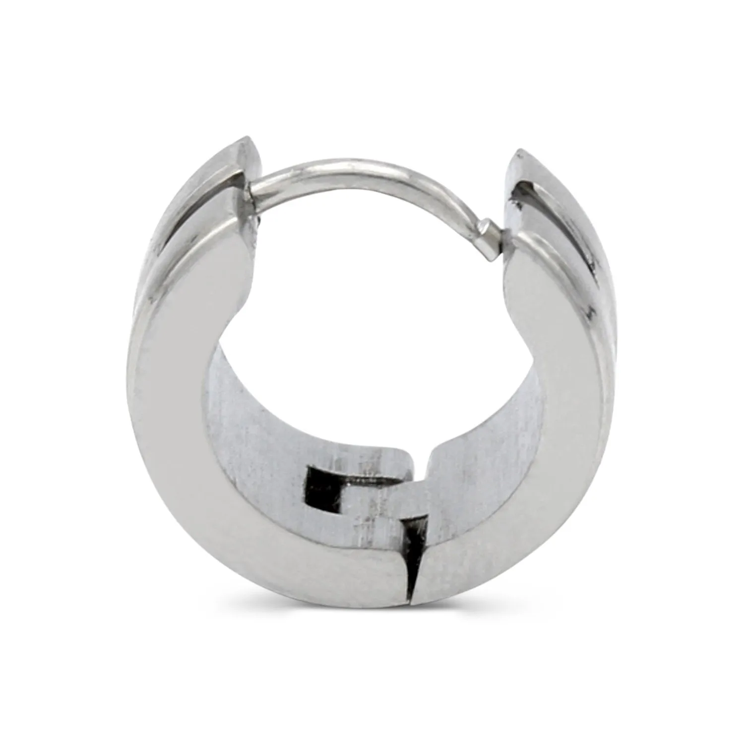 Wide Huggie Hoop Stainless Steel Earrings