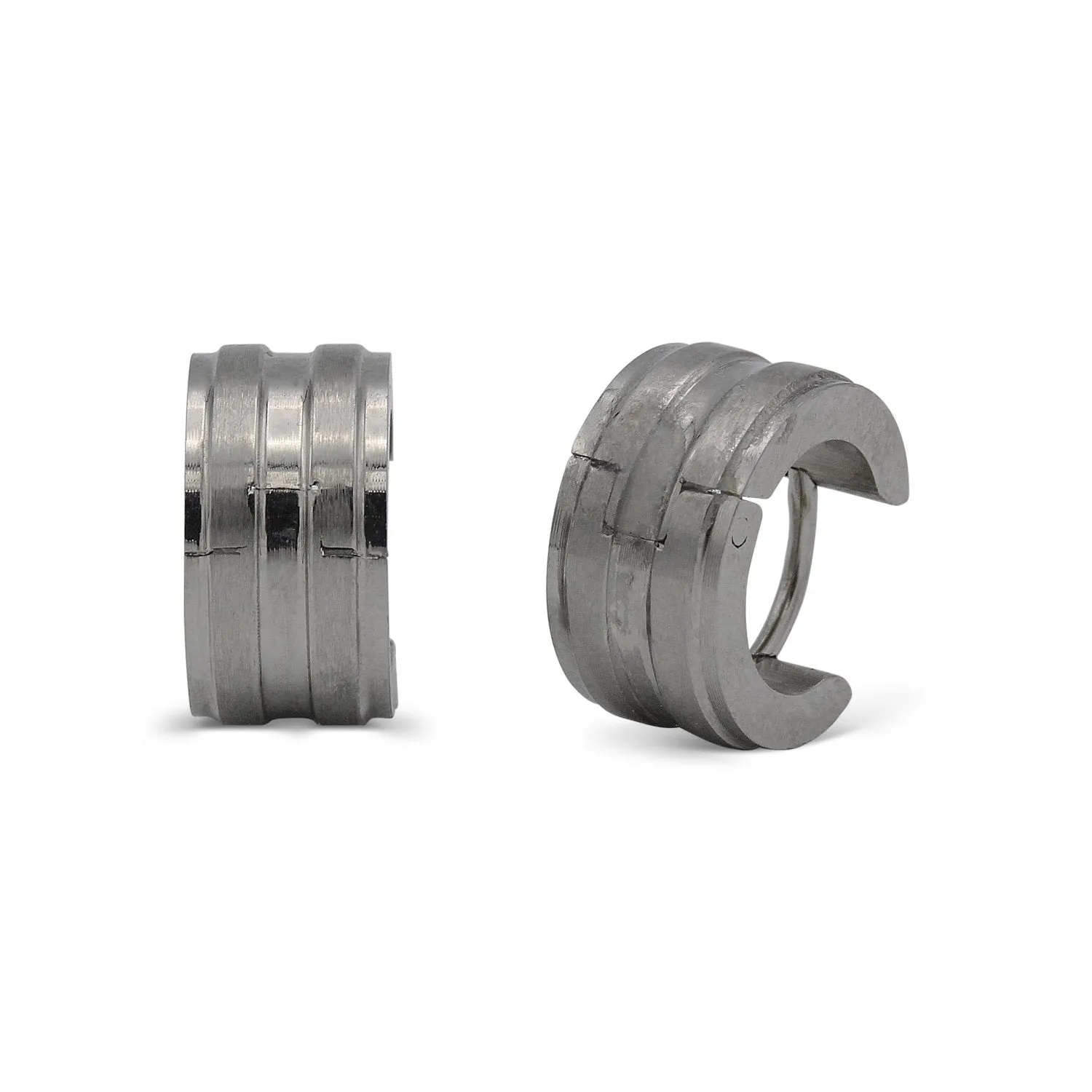 Wide Huggie Hoop Stainless Steel Earrings