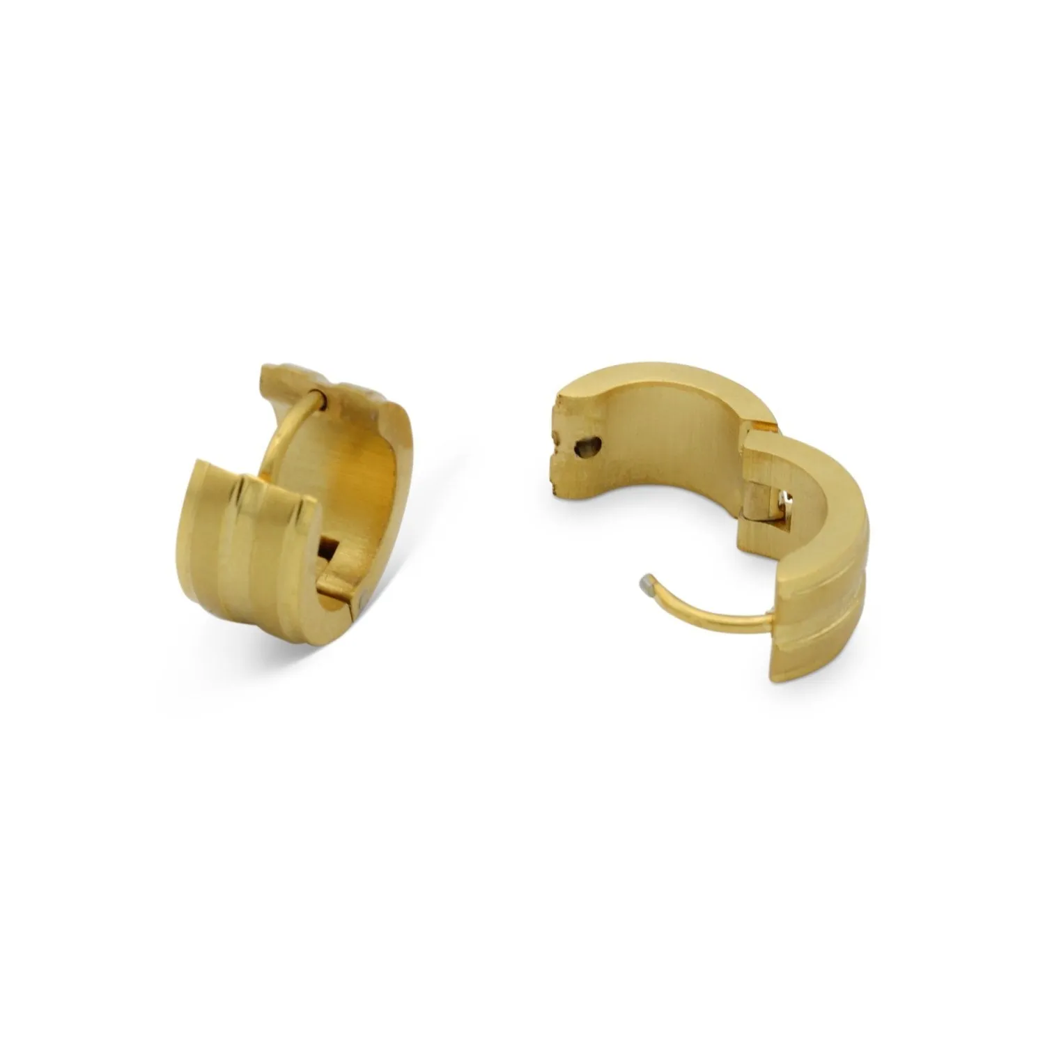 Wide Huggie Hoop Stainless Steel Earrings