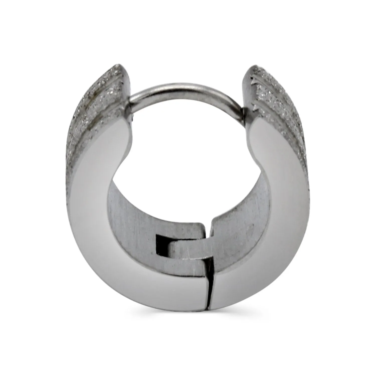 Wide Huggie Hoop Stainless Steel Earrings