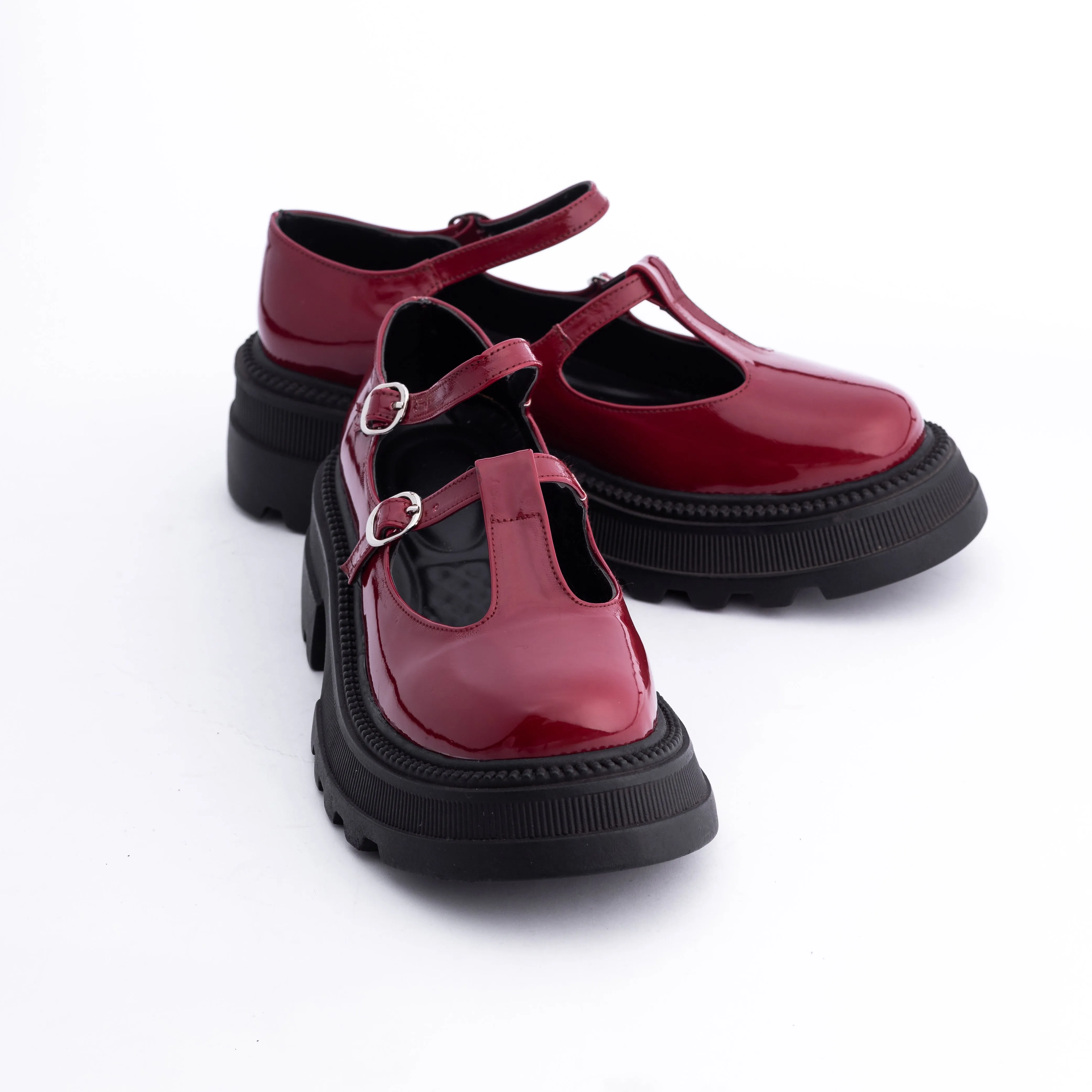 Women Burgundy Chunky Ballerina
