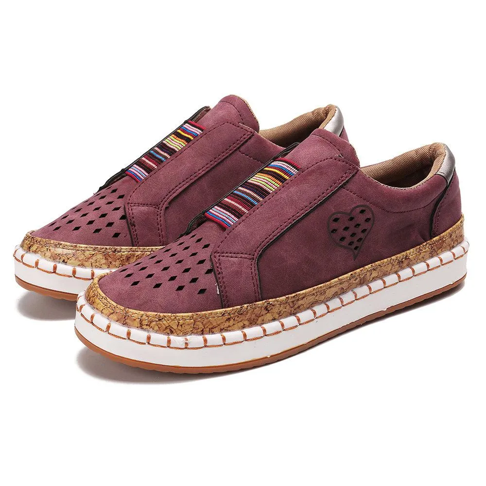Women Casual Breathable Hollow Slip On Flat Loafers