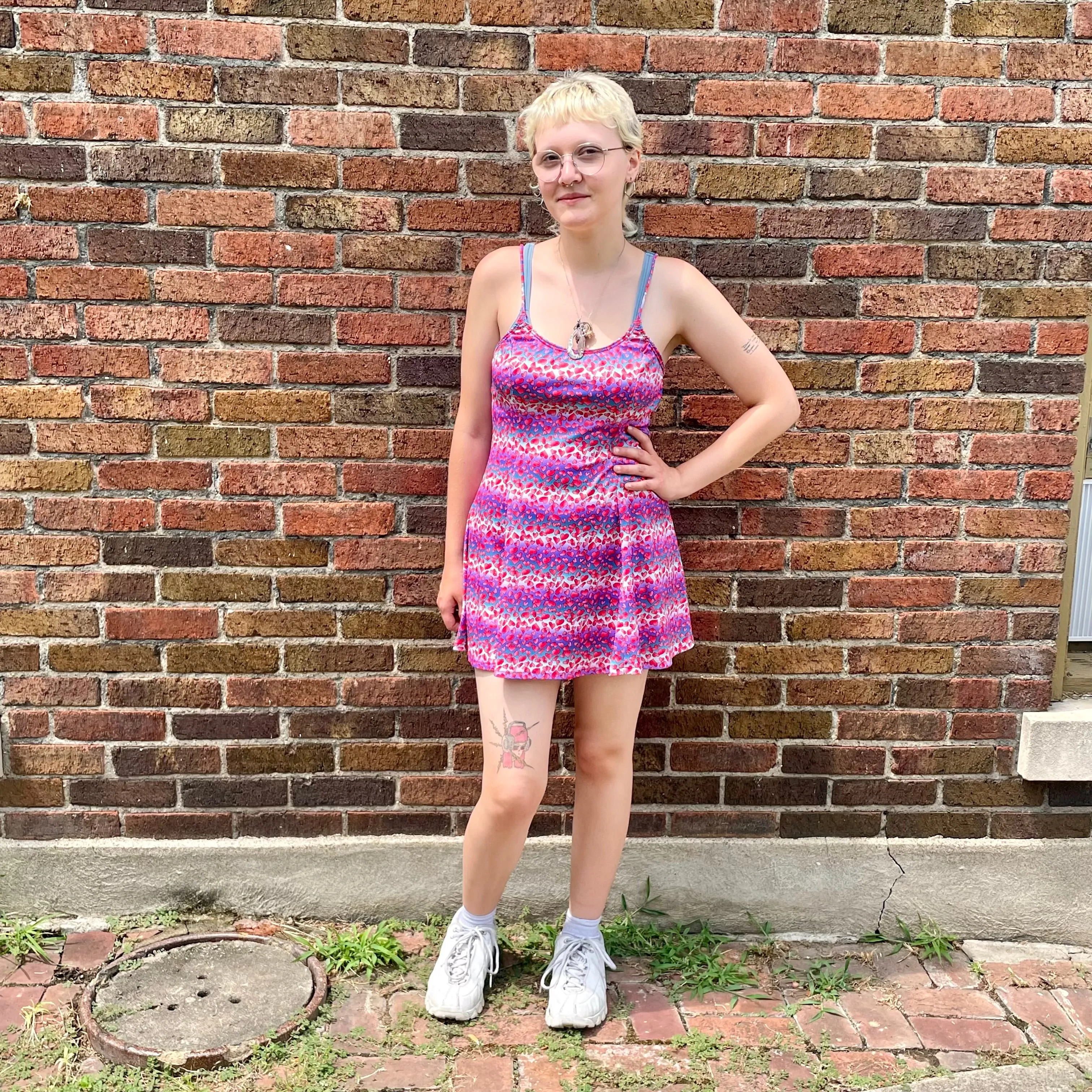 Y2k Heart Print slip dress