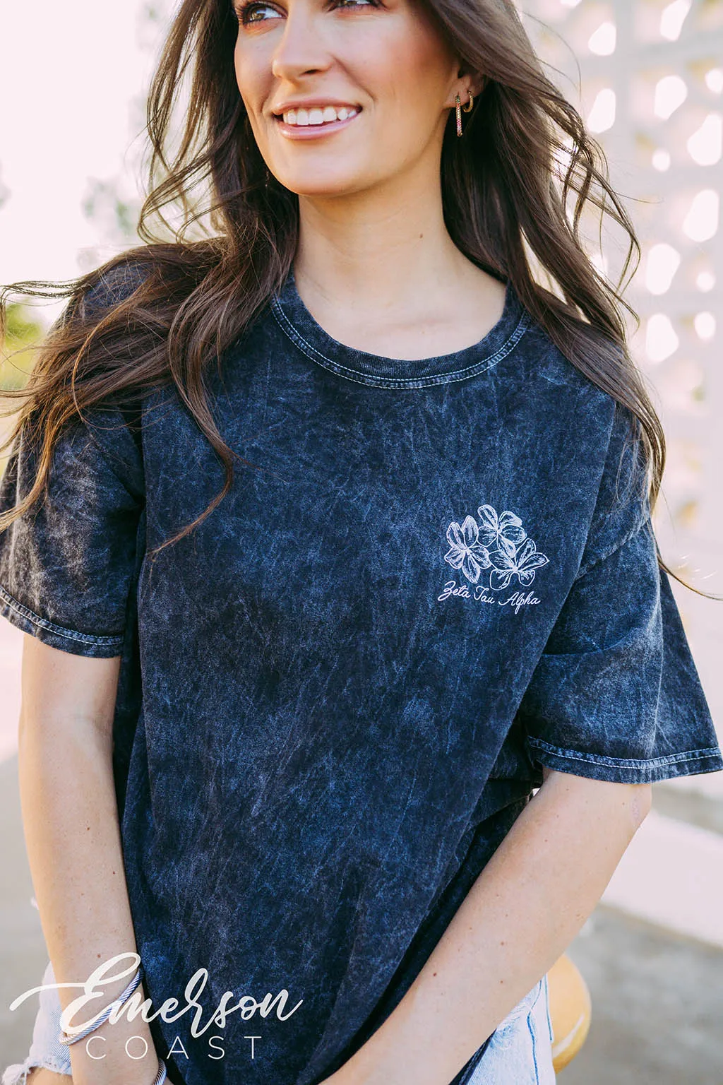 Zeta Tau Alpha PR Floral Mineral Wash Tee