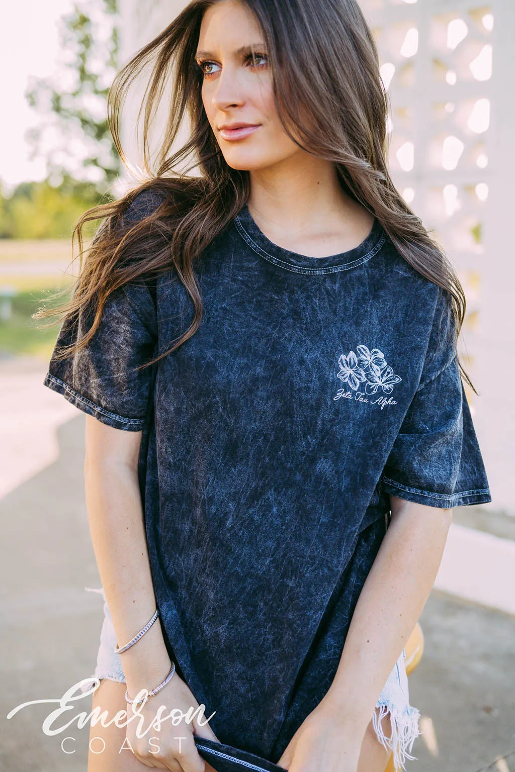 Zeta Tau Alpha PR Floral Mineral Wash Tee