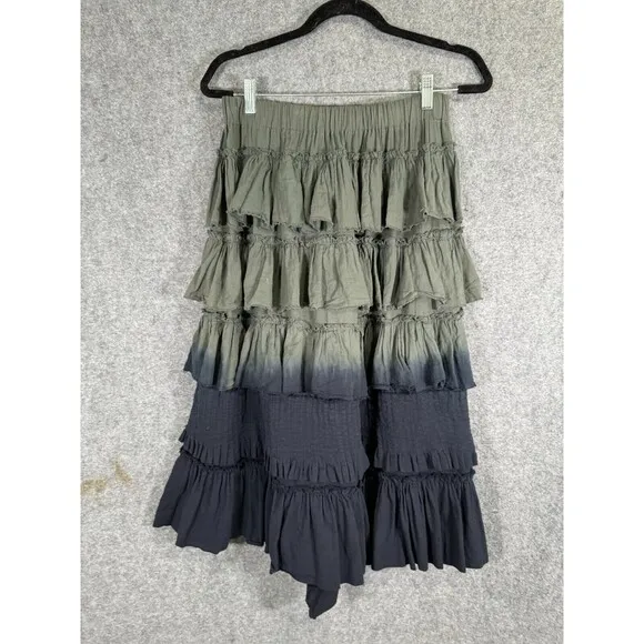 Zucca skirt Women Medium blue Ombre Tiered Open Slip Ruffle Grunge Witchy